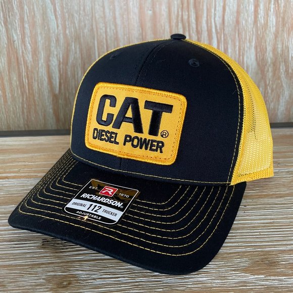 Vintage Caterpillar CAT Diesel Power Patch Hat - New Black & Gold Richardson 112 - Picture 3 of 8